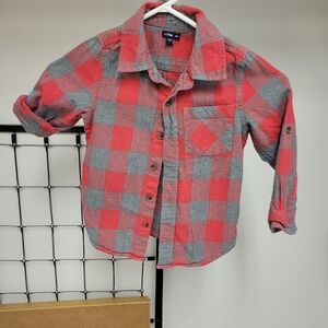 Baby Gap Boy’s Plaid Button-down Conversion  Long/Short sleeve Shirt, Size 4